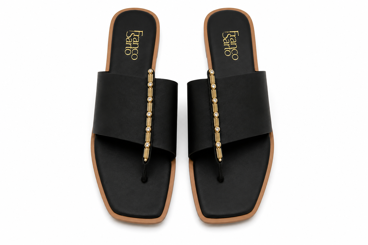 Women’s Black Flat Sandals – Elegant Casual Slip-On Shoes