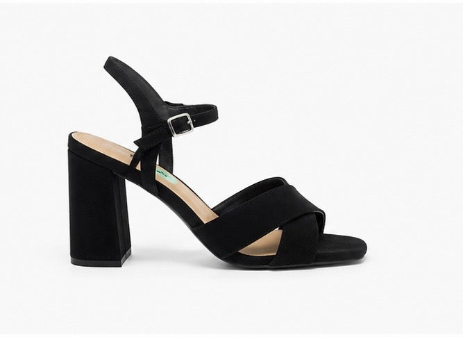 Women’s Black Block Heel Sandals – Elegant Strappy Dress Shoes
