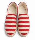 Unisex Red & White Striped Espadrille Slip-On Shoes